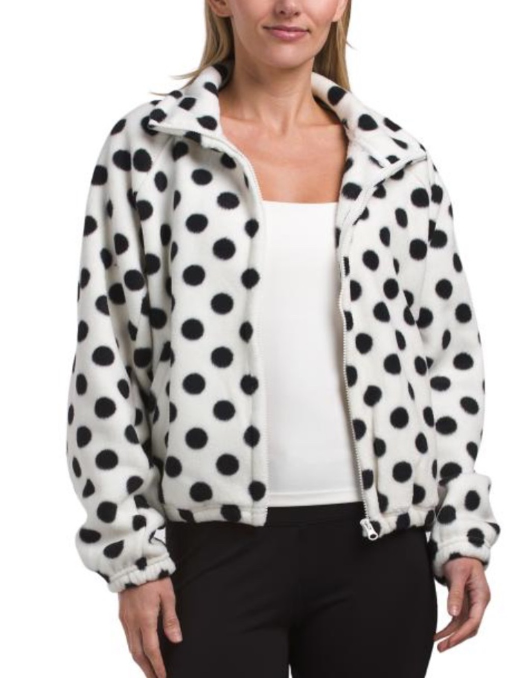 Move Theology Polka Dot Fleece Zip-Up Jacket - Black & White